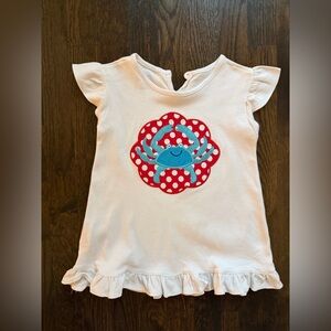 Smockadot Kids White Shirt with Crab Applique